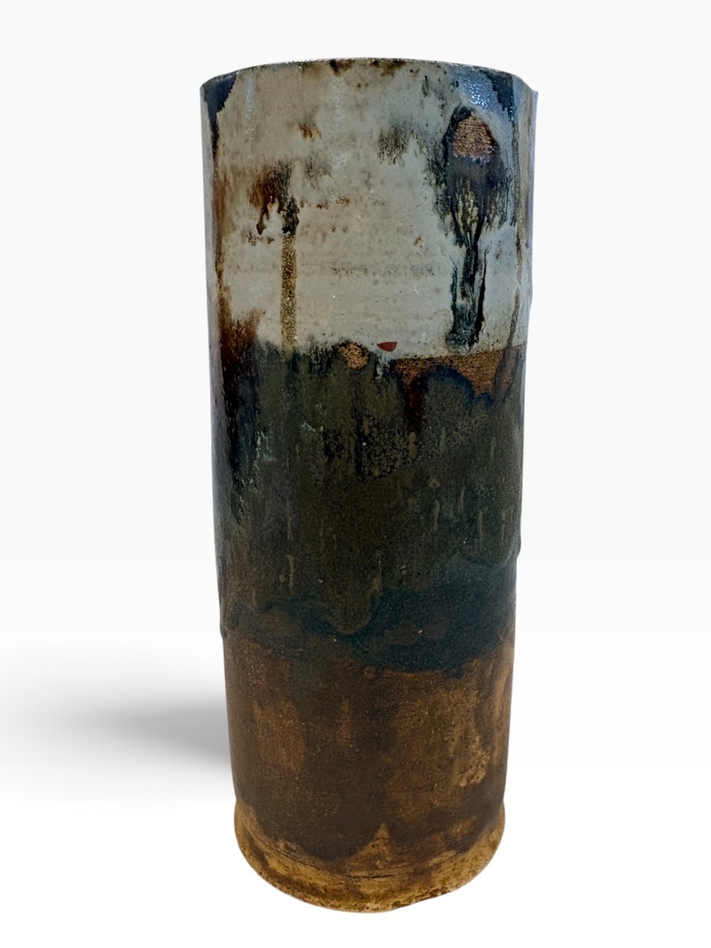 Vintage 1971 Signed Studio Pottery Vase | Handmade Stoneware Drip Glaze Vessel - Picture 11 of 17